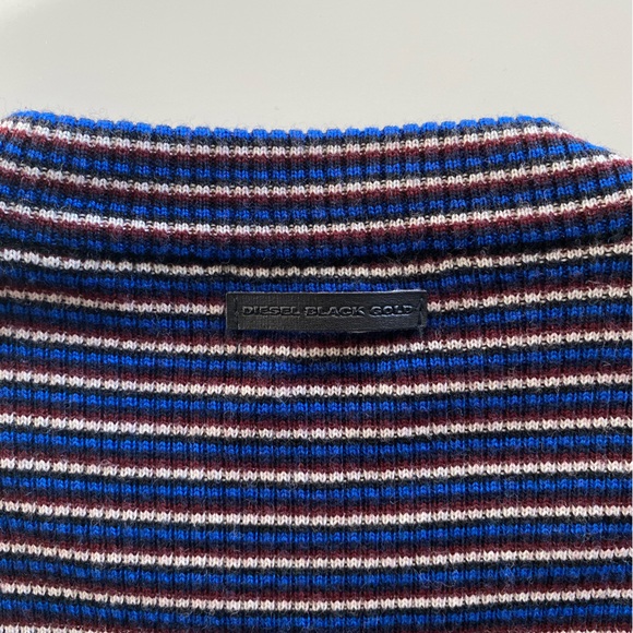 NWOT Diesel Black Gold Striped Wool Sweater - Picture 7 of 11